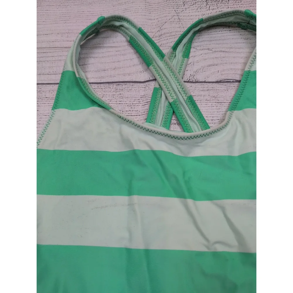 12 Primary Green Stripe Tankini Top